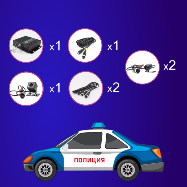 Комплект видеонаблюдения для автомобиля полиции (Стандарт)