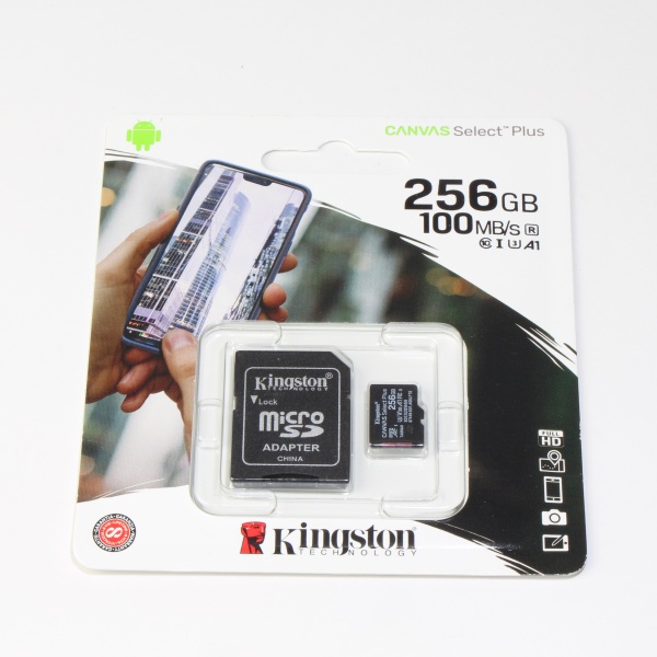 Карта памяти micro-SD Kingston 256GB Class 10 UHS-I+адаптер CanvasSelectPlus 100МБ/s (SDHC)