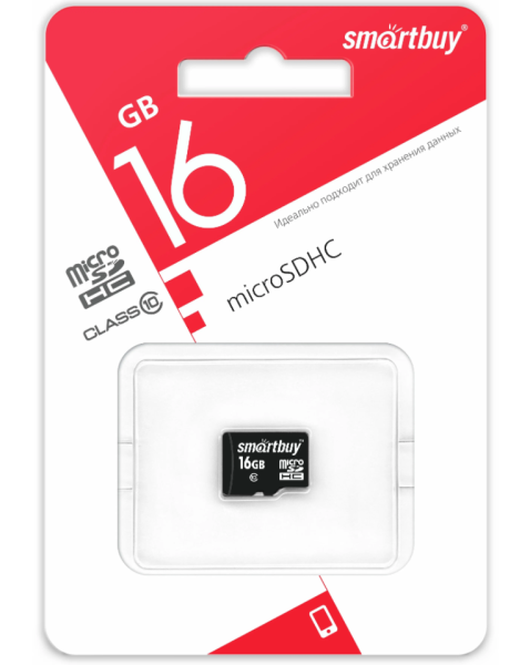 Карта памяти micro-SD SmartBuy 16GB Class 10 без адаптера